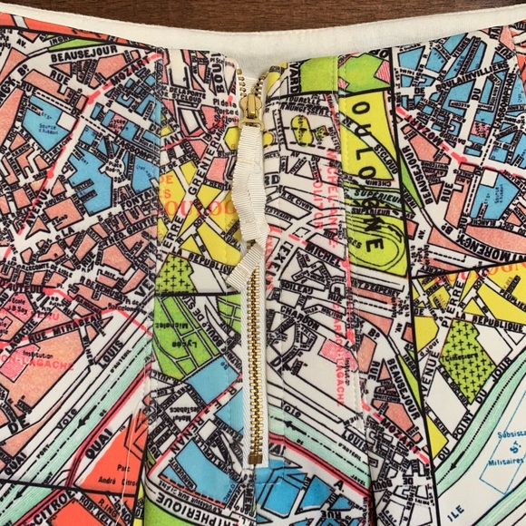 Maeve Carte Neoprene Map of Paris Mini Skirt - Picture 5 of 7